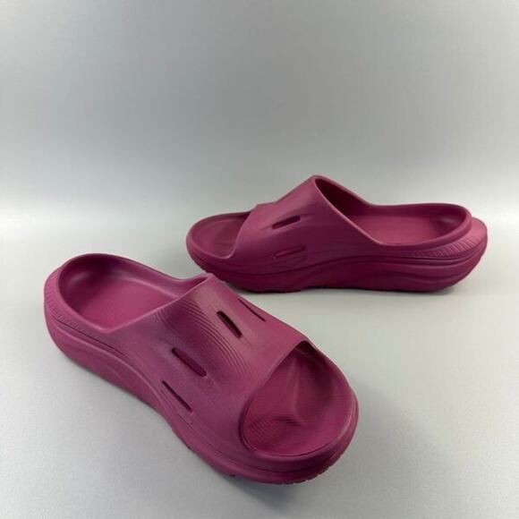 Hoka Ora Recovery Slide 3 Men Size 10 Maroon Comfort Sandals 1135061 BTRT NEW - Picture 3 of 6